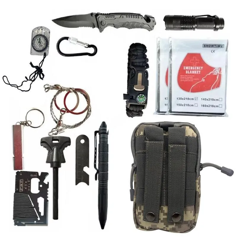 12-Piece Tactical Survival And Emergency Kit -Syf025- Grey