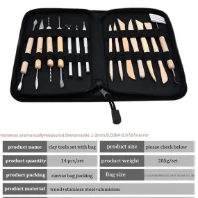 14pcs Carving Tool Leather Bag Package DIY Handmade Clay Heat Shrinkable Sheet Carving