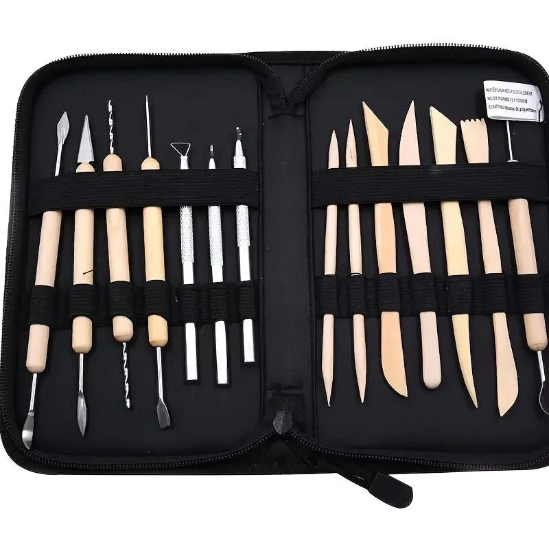 14pcs Carving Tool Leather Bag Package DIY Handmade Clay Heat Shrinkable Sheet Carving