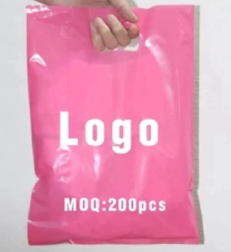 200 Pcs Custom Shopping Bags with Logo for Boutique - Personalized Plastic Bags with Logo Custom Merchandise Bags with Logo for Business