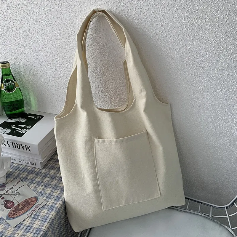 2023 Shopping Bag Woman Bag Pure Color Series Beige Reusable Harajuku Commuter Simple Large Capacity Fashion Tote Bag