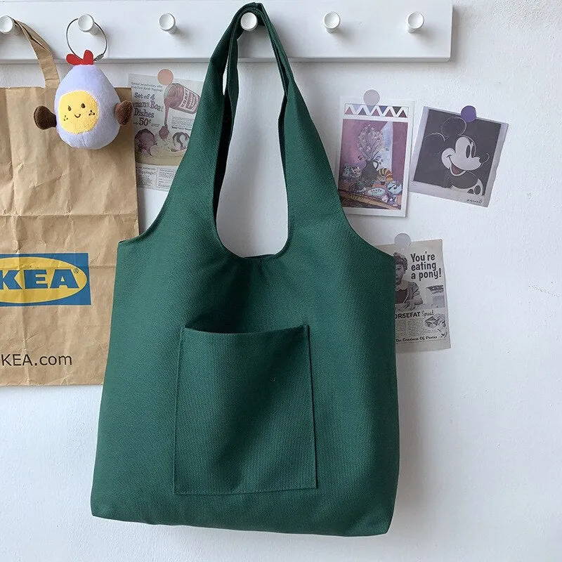 2023 Shopping Bag Woman Bag Pure Color Series Beige Reusable Harajuku Commuter Simple Large Capacity Fashion Tote Bag