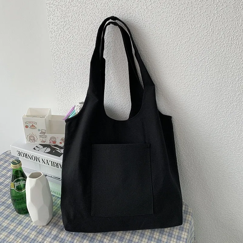 2023 Shopping Bag Woman Bag Pure Color Series Beige Reusable Harajuku Commuter Simple Large Capacity Fashion Tote Bag