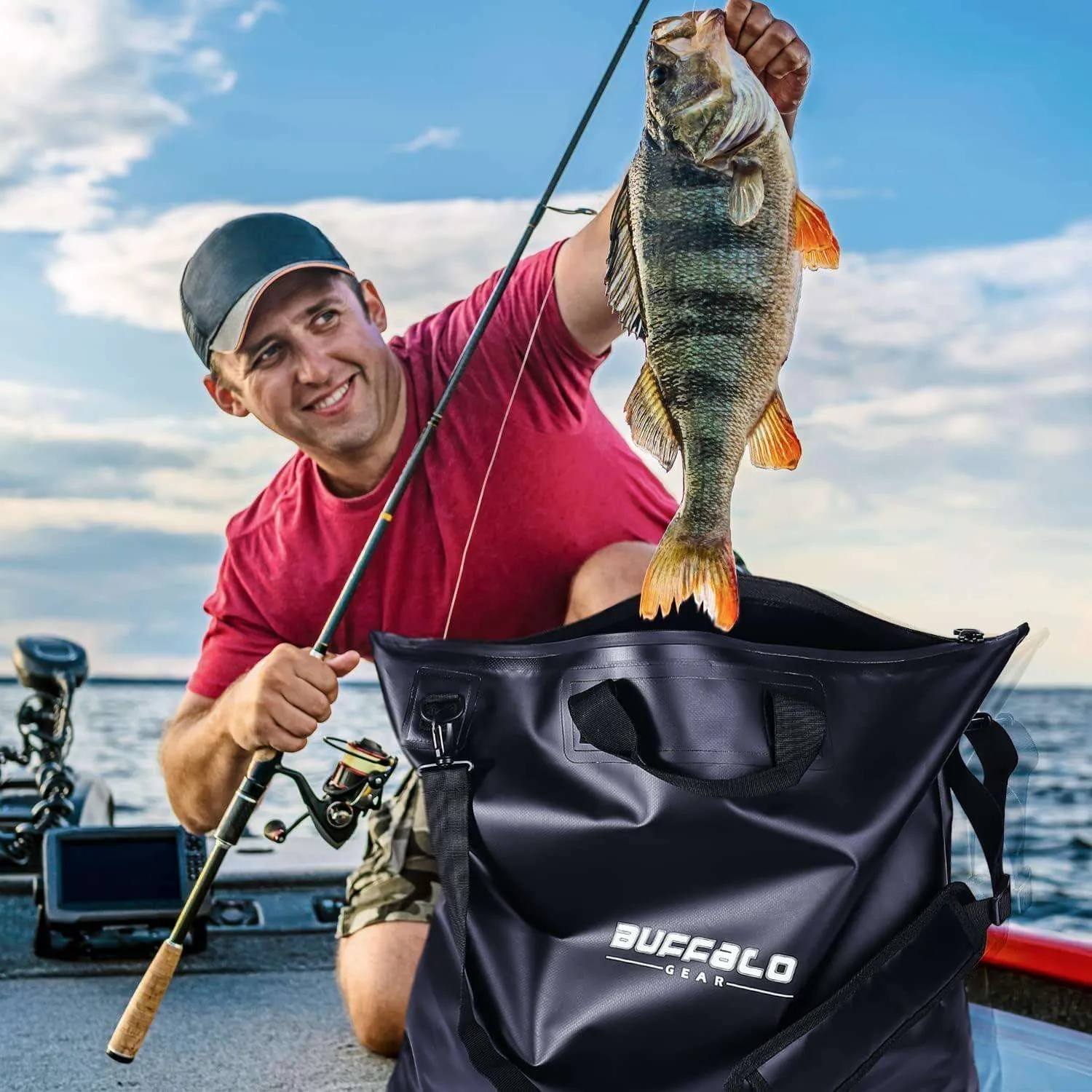 25'' Tournament Weigh In Black Fishing Bag With Waterproof Zipper