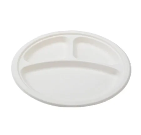 9" 3 COMPARTMENT ROUND PFAS FREE COMPOSTABLE PLATE (500/CS)