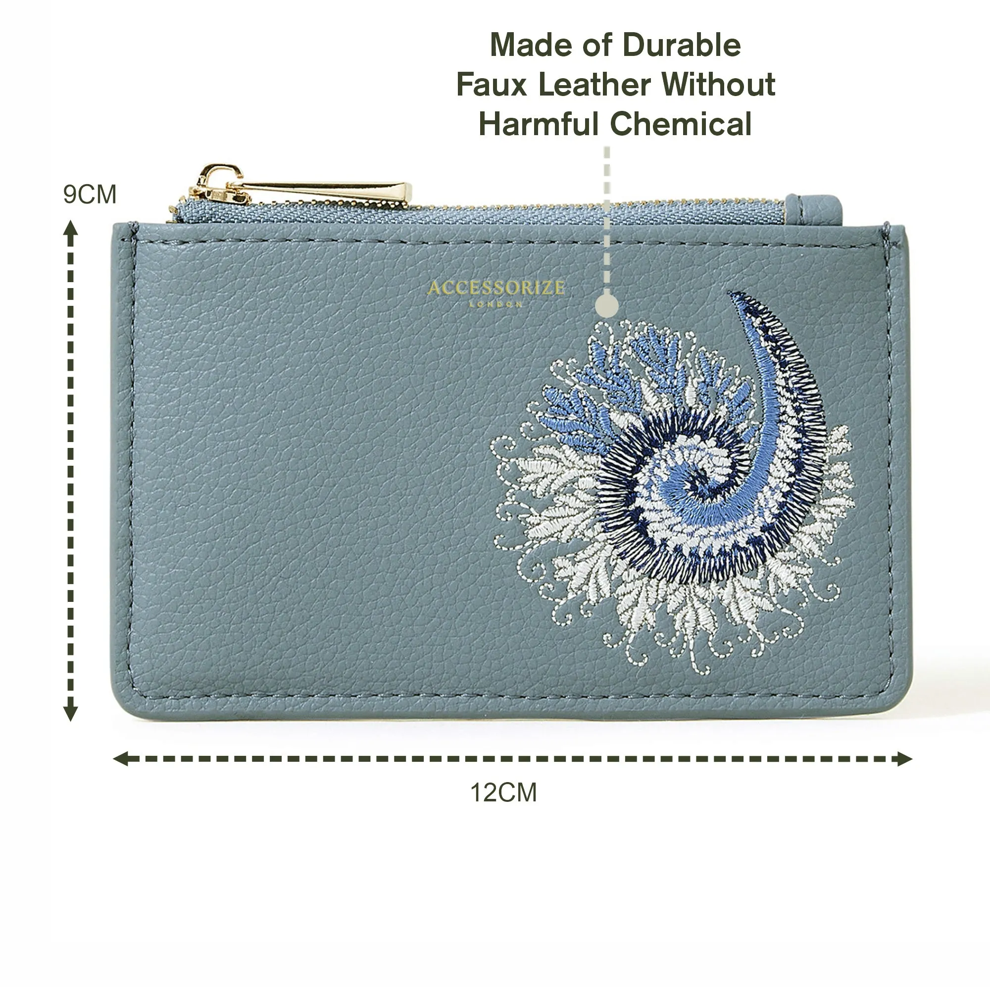 Accessorize London Women's Blue
 Embroidered Cardholder