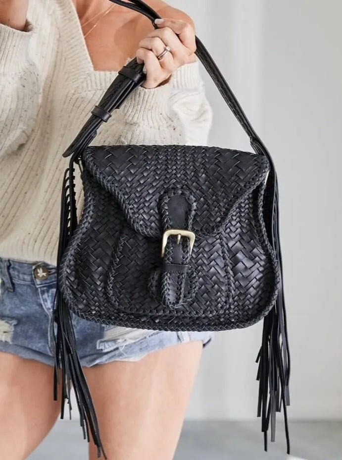 Adelaide Leather Saddle Bag Black