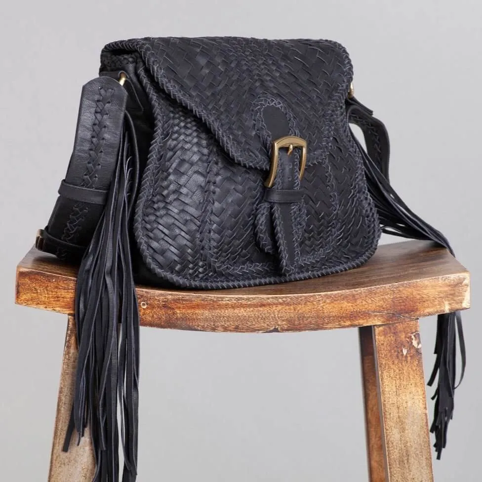 Adelaide Leather Saddle Bag Black