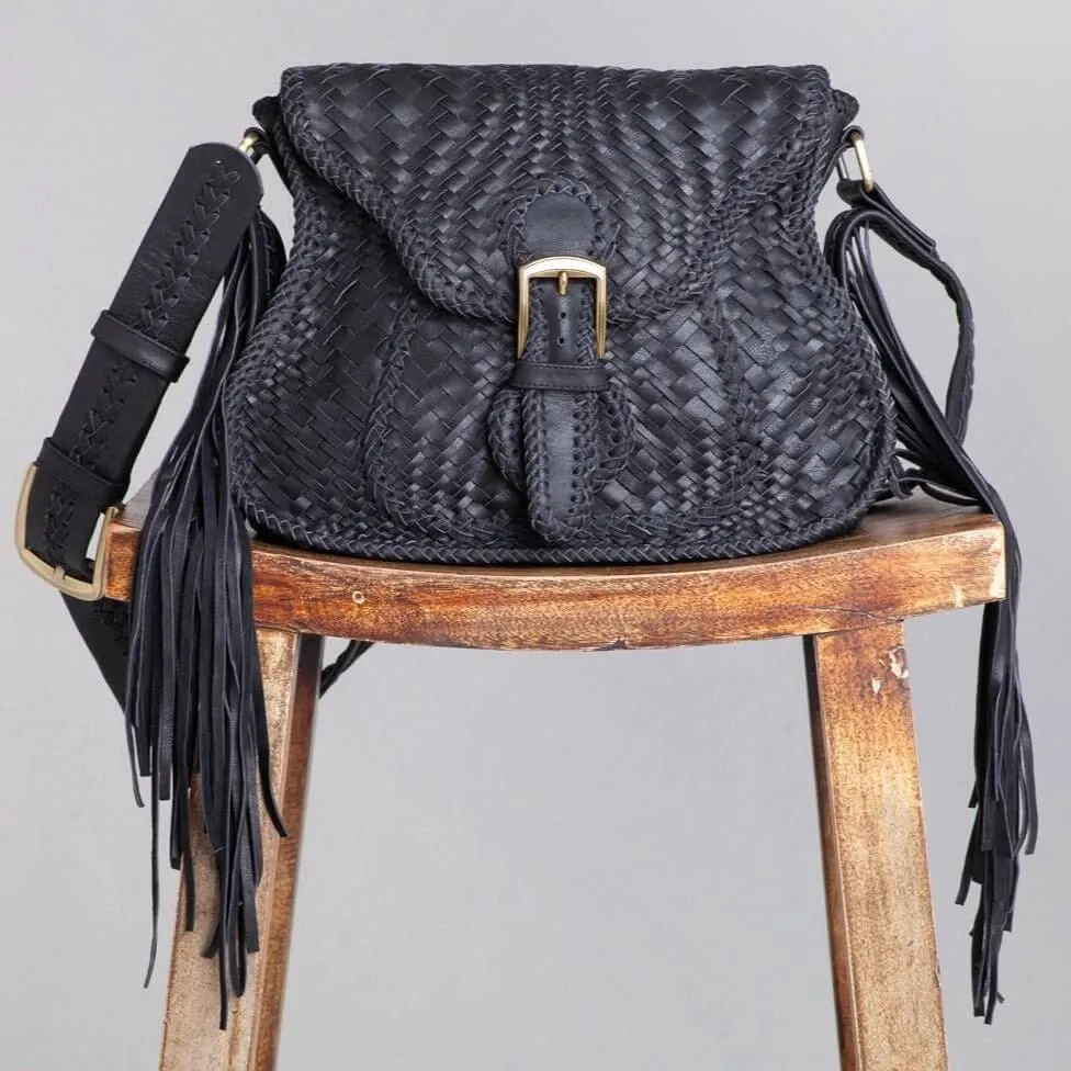 Adelaide Leather Saddle Bag Black