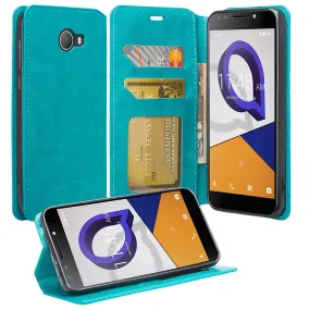 Alcatel Fierce XL2 Case, Fierce XL2 Wallet Case, Pu Leather Wallet Case [Kickstand] with ID & Credit Card Slots - Teal