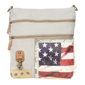 American Flag Double Zipper Shoulder Bag