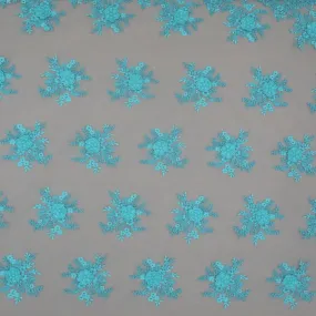 Aqua Tulle with Aqua Floral Design Embroidered Fabric