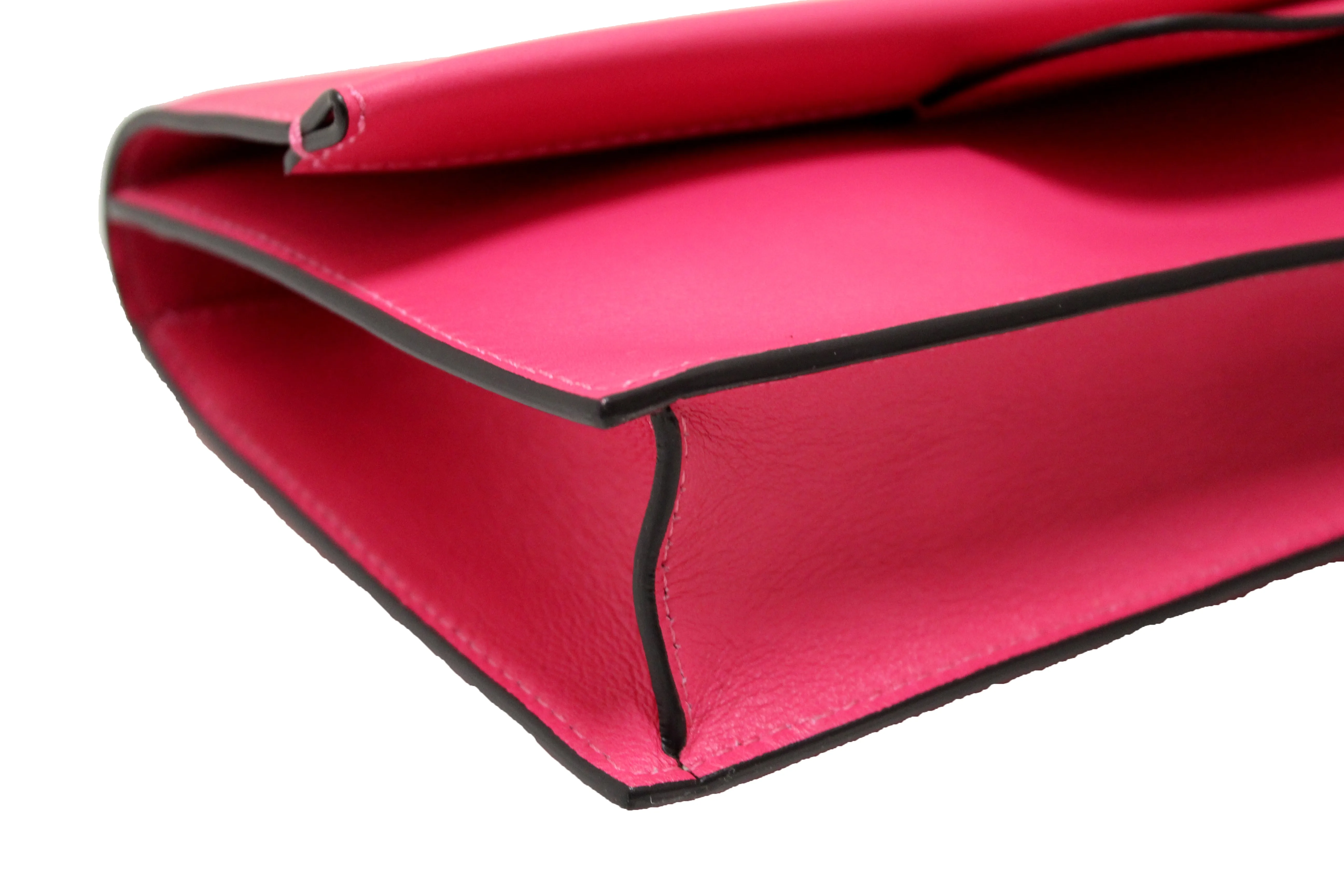 Authentic Valentino Hot Fuchsia Pink Leather Long Clutch Bag