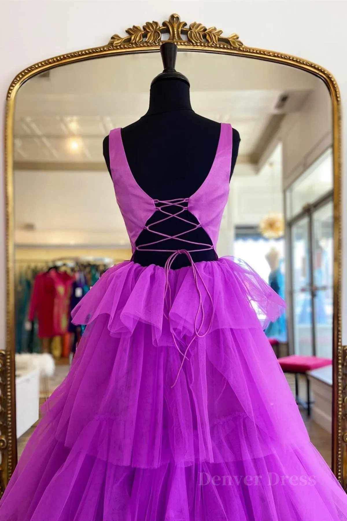 Backless Purple High Low Prom Dresses Open Back Purple High Low Formal Evening Dresses