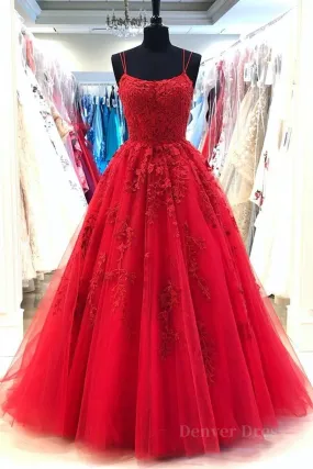 Backless Red Lace Long Prom Dress Red Lace Formal Dress Red Evening Dress Lace Ball Gown