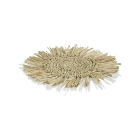 Balmy Fringed Palm Raffia Coasters, Set of 12