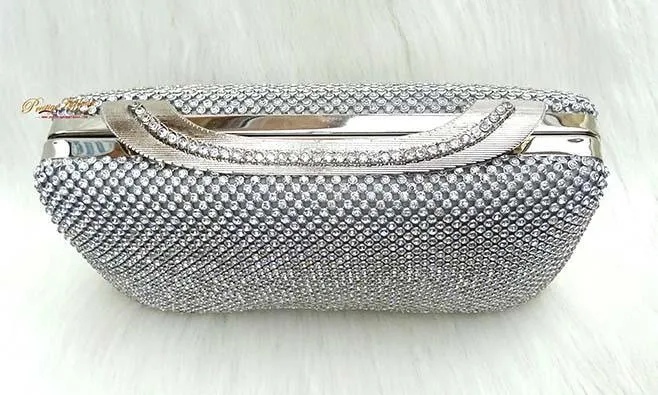 Beautiful Silver Sparkling Party Evening Clutch Purse for Party Cocktail