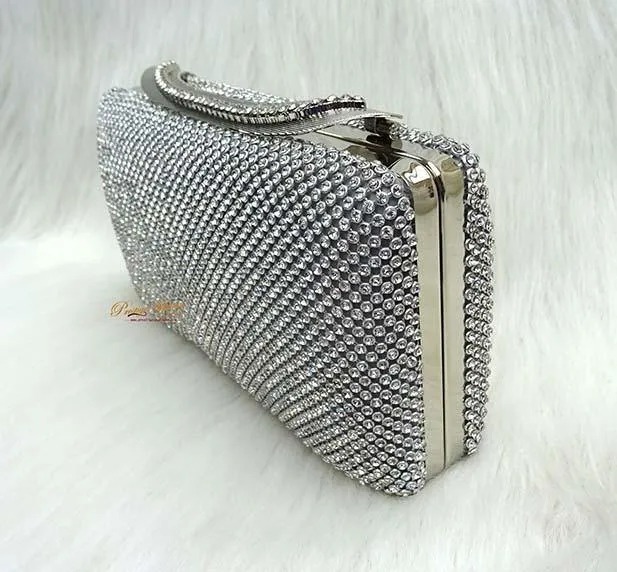 Beautiful Silver Sparkling Party Evening Clutch Purse for Party Cocktail