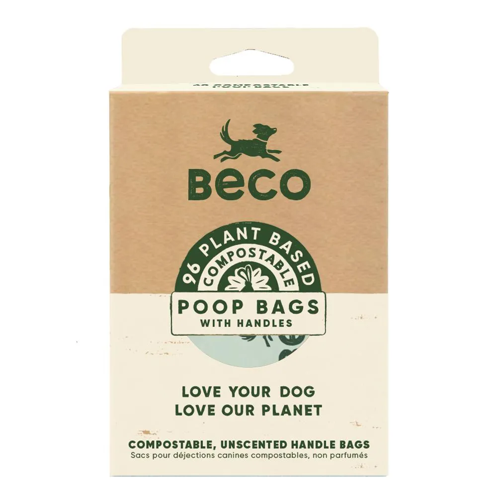 Beco Eco-Friendly Compostable Dog Poop Bags with Handles 96pk