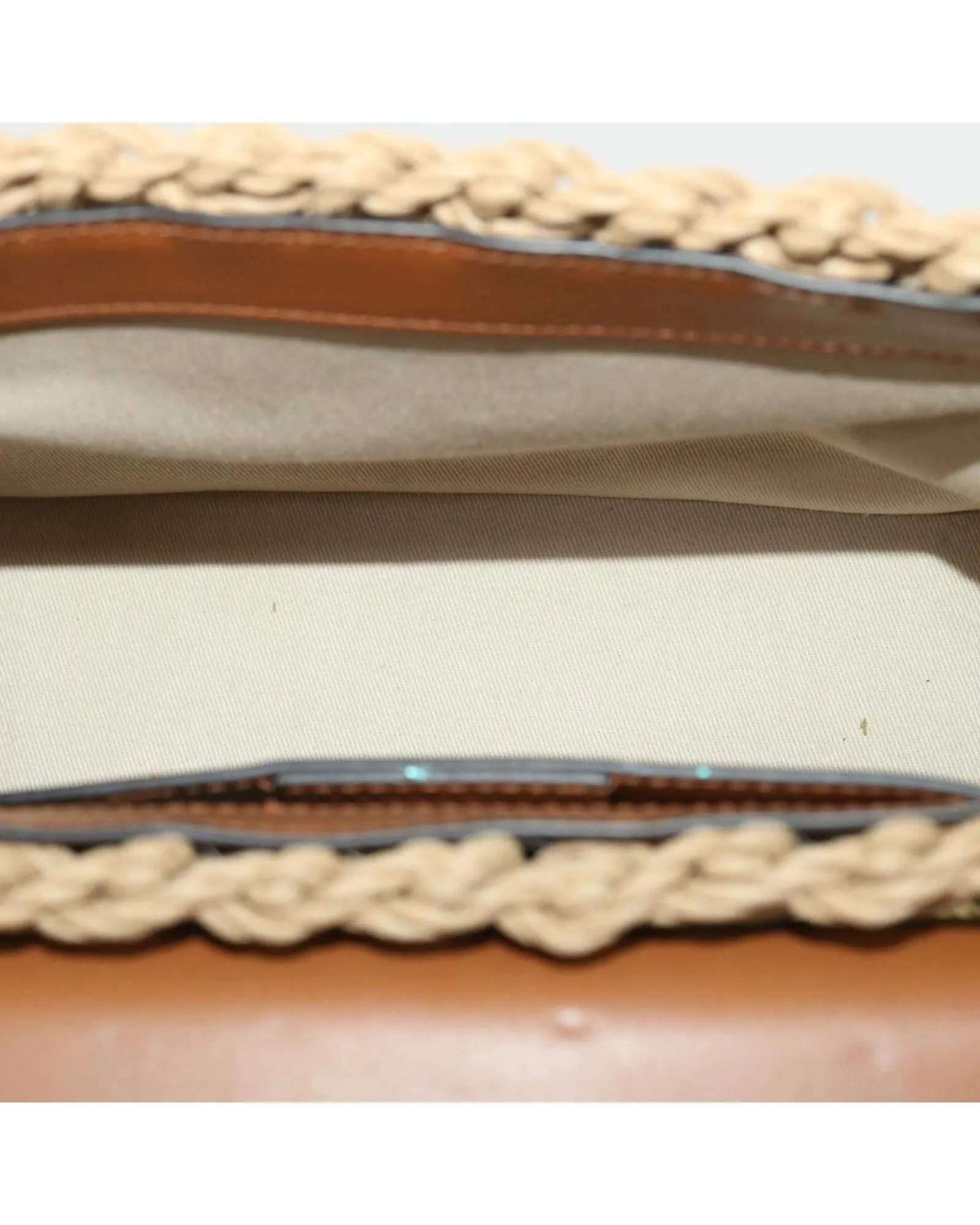 Beige Wood Shoulder Bag with Gancini Motif