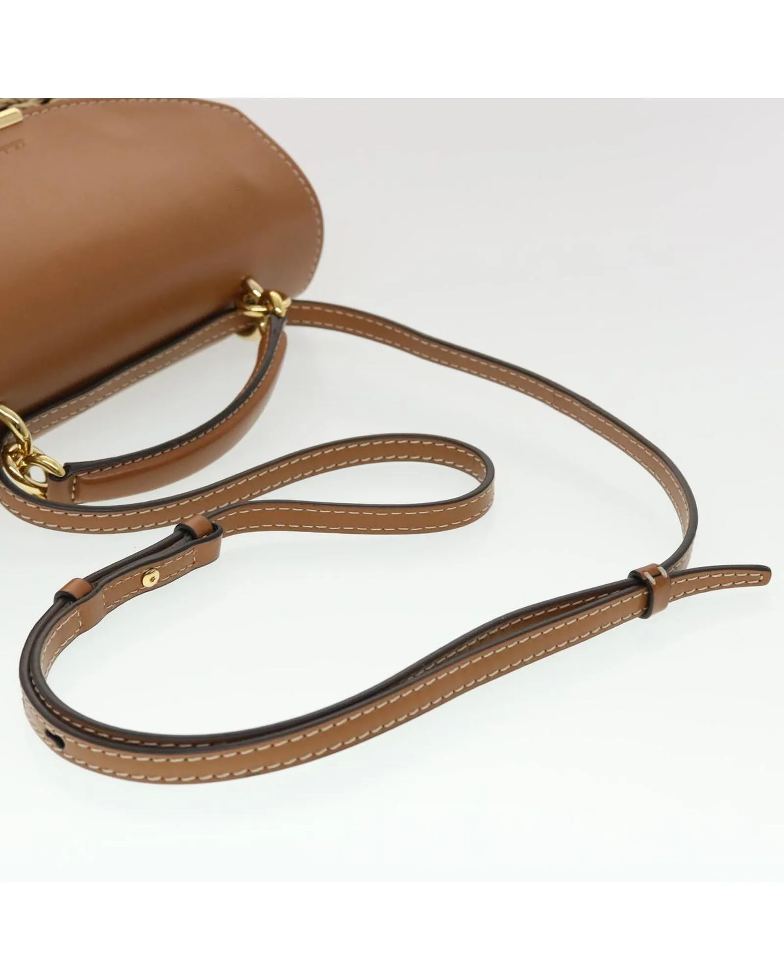 Beige Wood Shoulder Bag with Gancini Motif