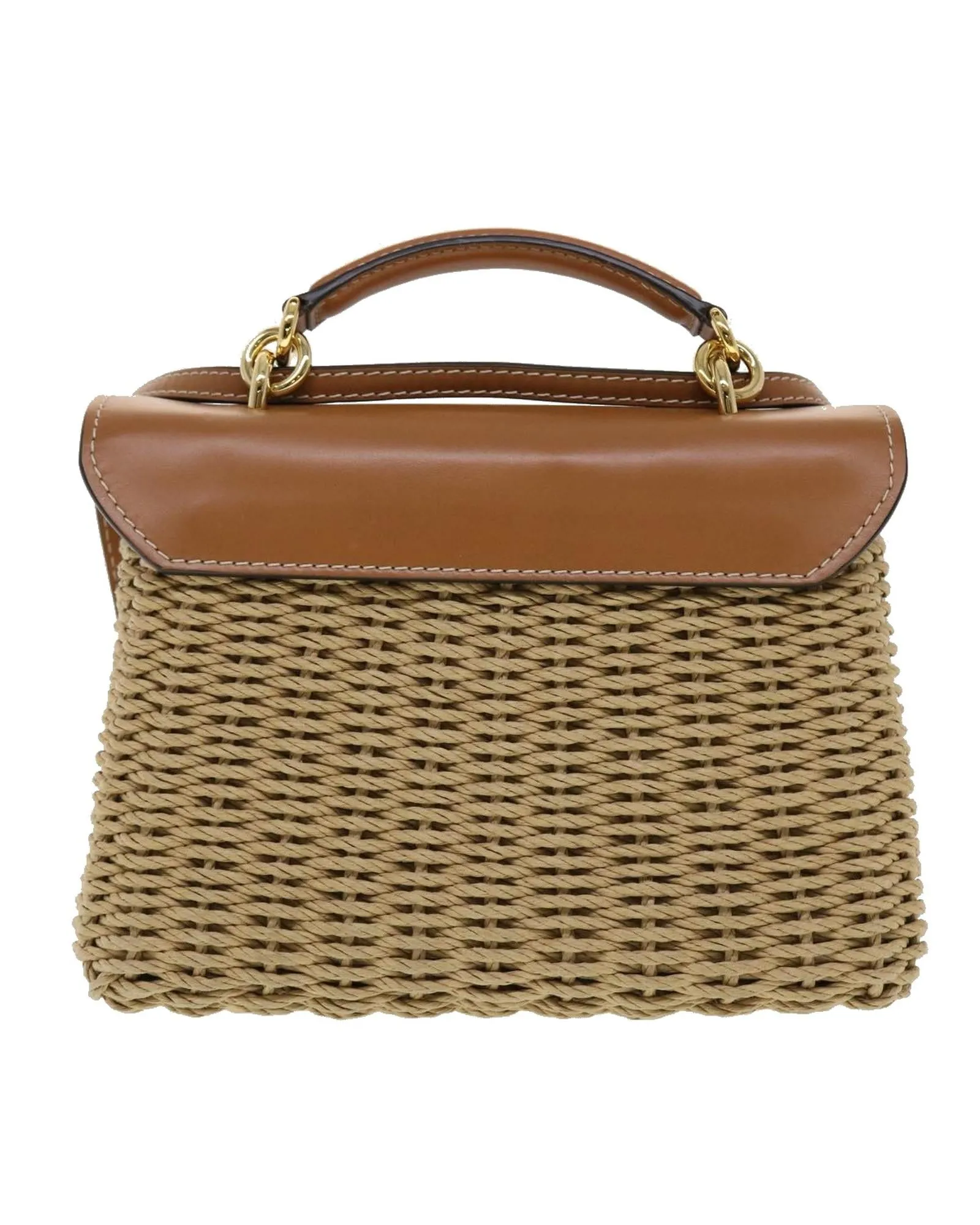 Beige Wood Shoulder Bag with Gancini Motif