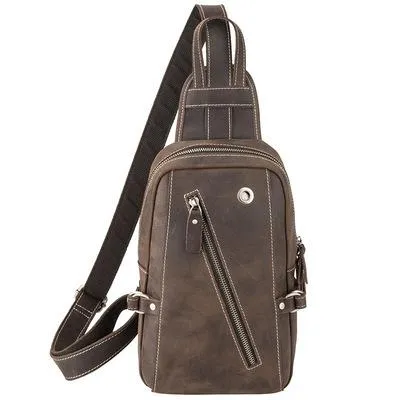 Best LEATHER MENS Sling Bags Sling Pack Vintage One Shoulder Backpack Chest Bag For Men