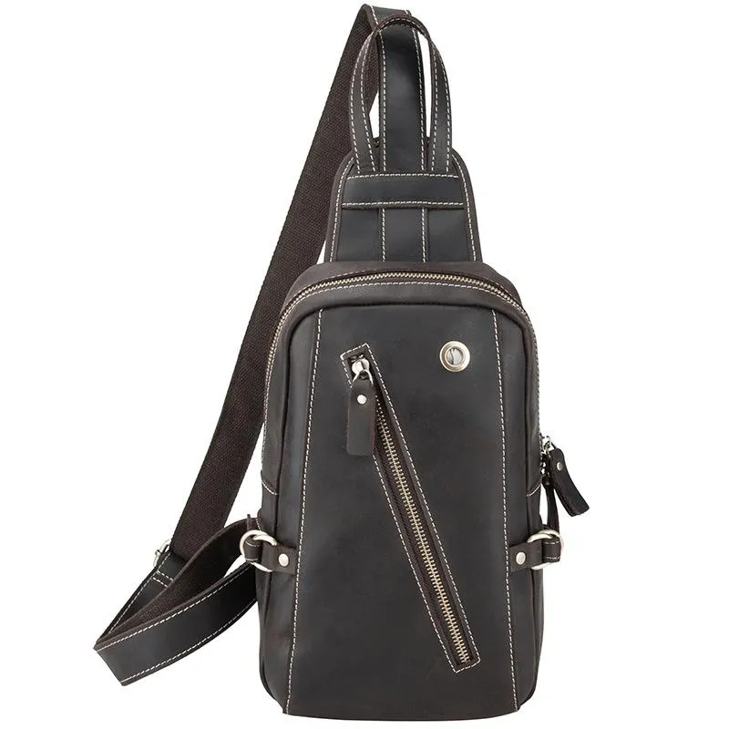 Best LEATHER MENS Sling Bags Sling Pack Vintage One Shoulder Backpack Chest Bag For Men