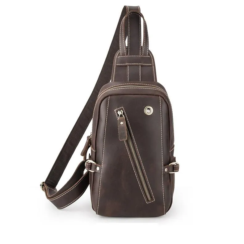 Best LEATHER MENS Sling Bags Sling Pack Vintage One Shoulder Backpack Chest Bag For Men