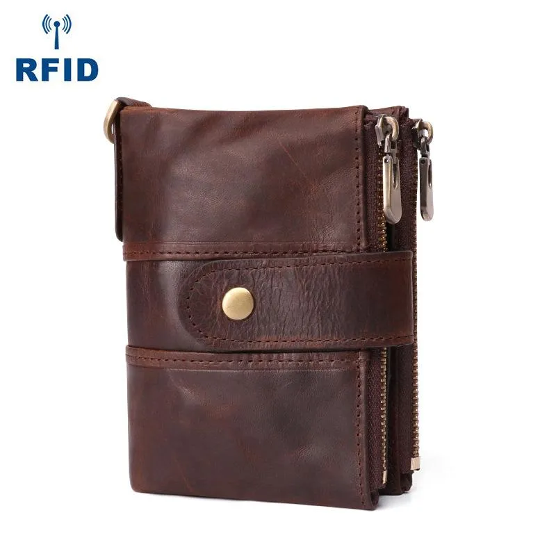 Bifold Leather Mens Dark Brown Small Wallet billfold Wallet Driver's License Wallet for Men