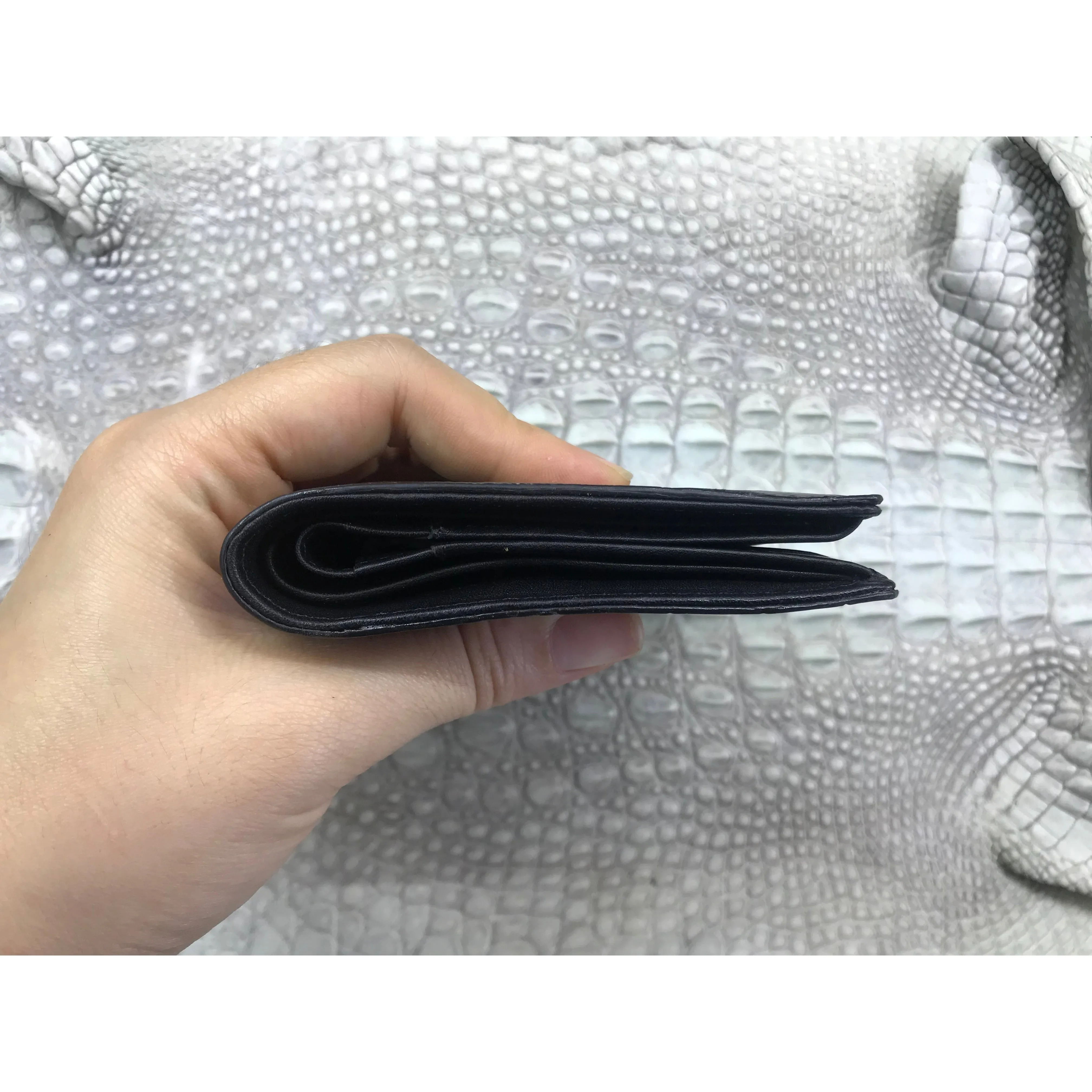 Black Alligator Skin Bifold Vertical Wallet For Men | Handmade Crocodile Leather Wallet RFID Blocking | VL5690