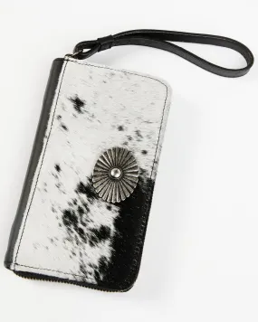 Black Laredo Hair-on Cowhide Wristlet Wallet