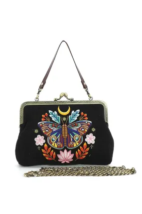 Black Moon Moth Kiss Lock Bag