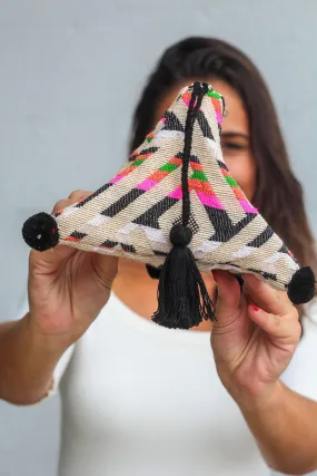 Black Multi Color Triangular Mini Bag