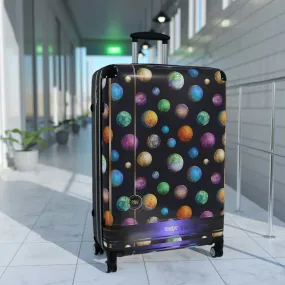 Black Polka Dots Suitcase 3 Sizes Carry-on Suitcase Travel Luggage Hard Shell Suitcase | D20107