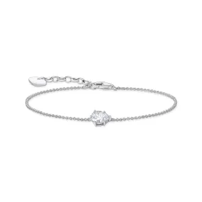 Bracelet with white drop-shaped pedant - silver