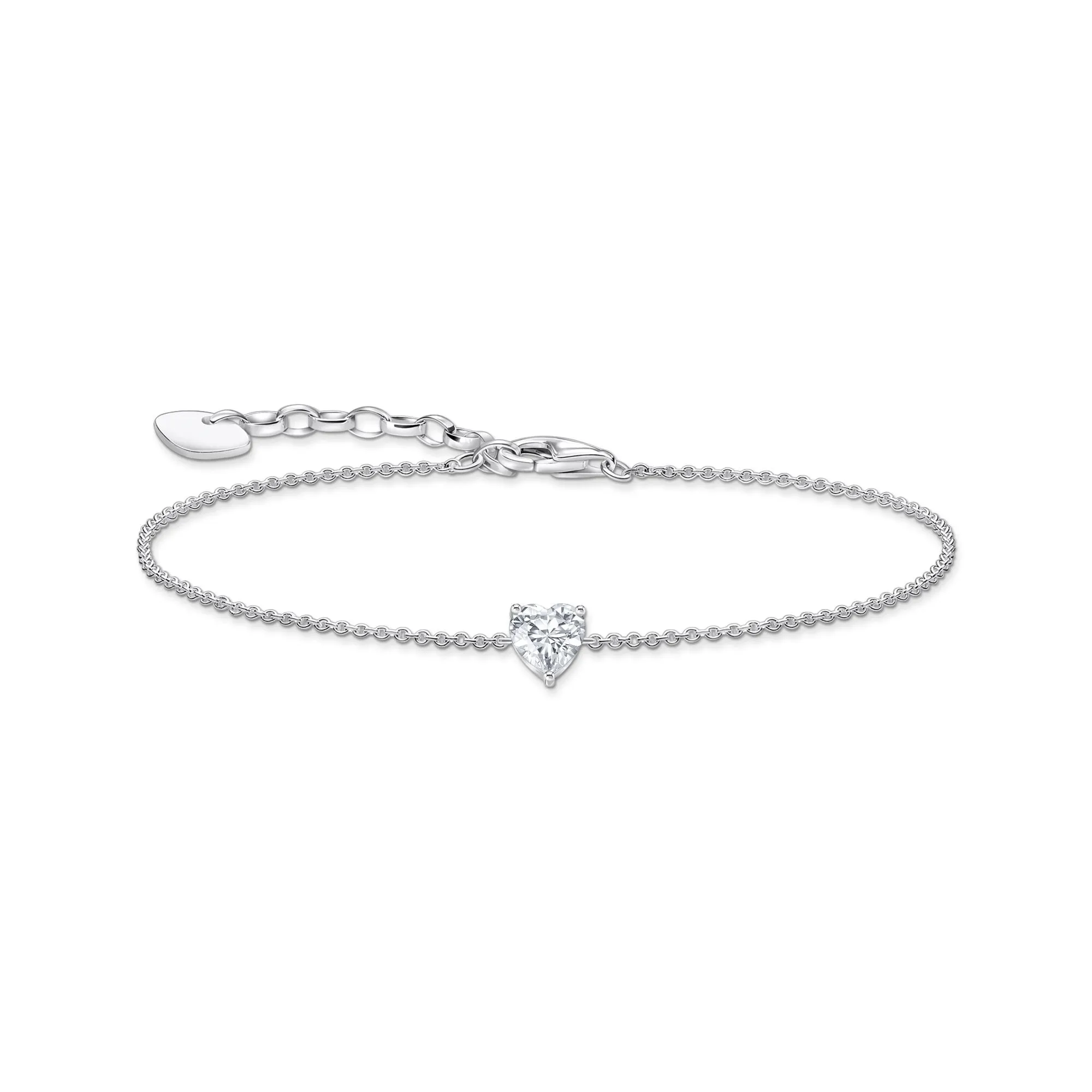 Bracelet with white heart-shaped pendant