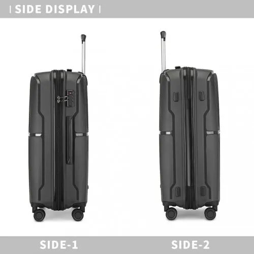 British Traveller 20 Inch Spinner Hard Shell PP Suitcase - TSA Lock, Ultra-Light & Durable - Black