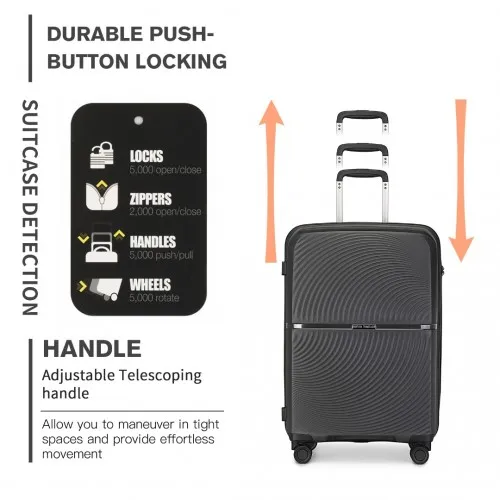 British Traveller 20 Inch Spinner Hard Shell PP Suitcase - TSA Lock, Ultra-Light & Durable - Black