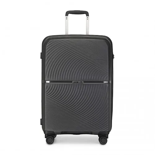 British Traveller 20 Inch Spinner Hard Shell PP Suitcase - TSA Lock, Ultra-Light & Durable - Black