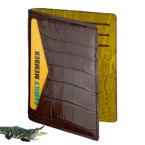 Brown & Yellow Double Side Alligator Leather Credit Card Holder | RFID Blocking | CARD-39