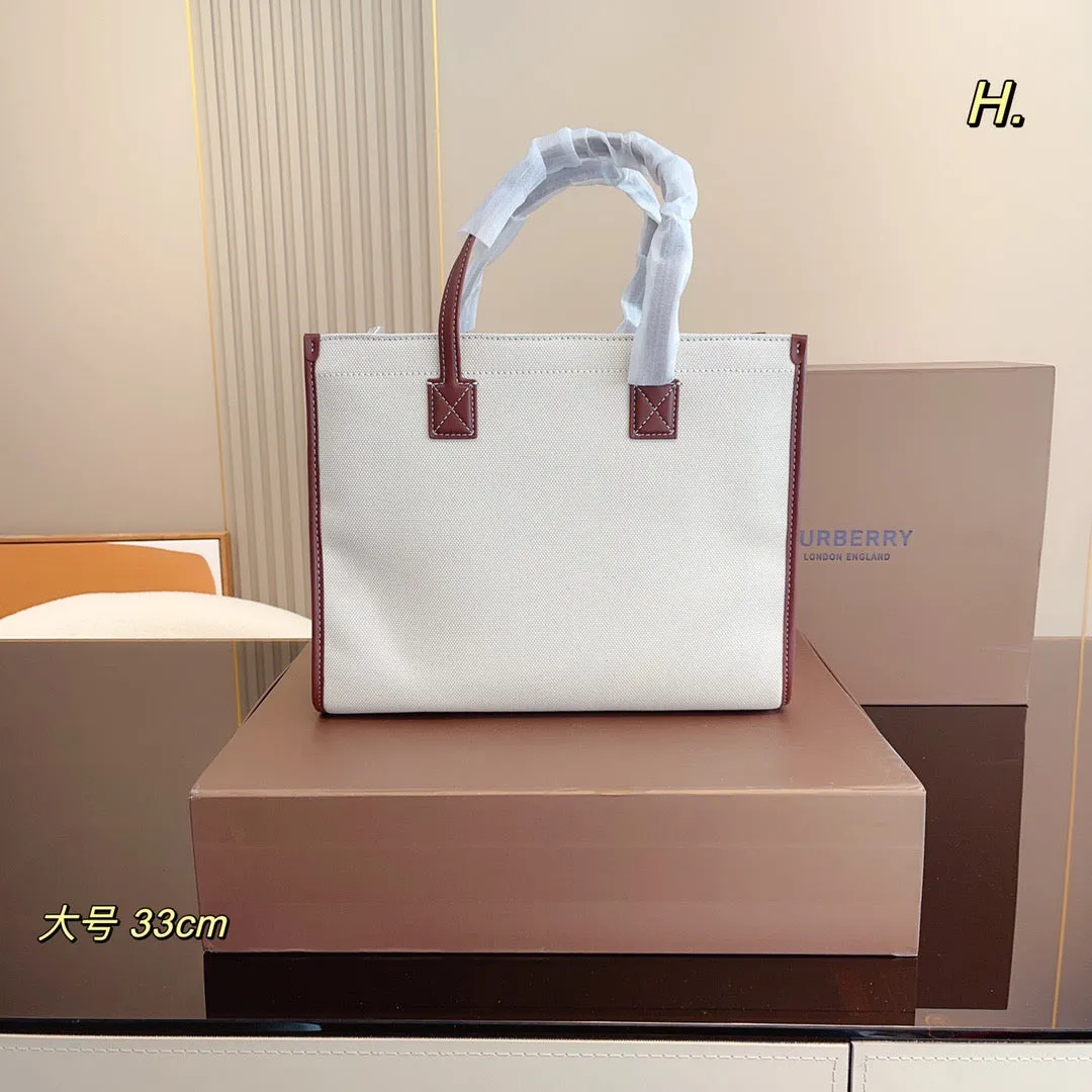 BUR105 Two-tone Canvas and Leather Mini/Small Freya Tote