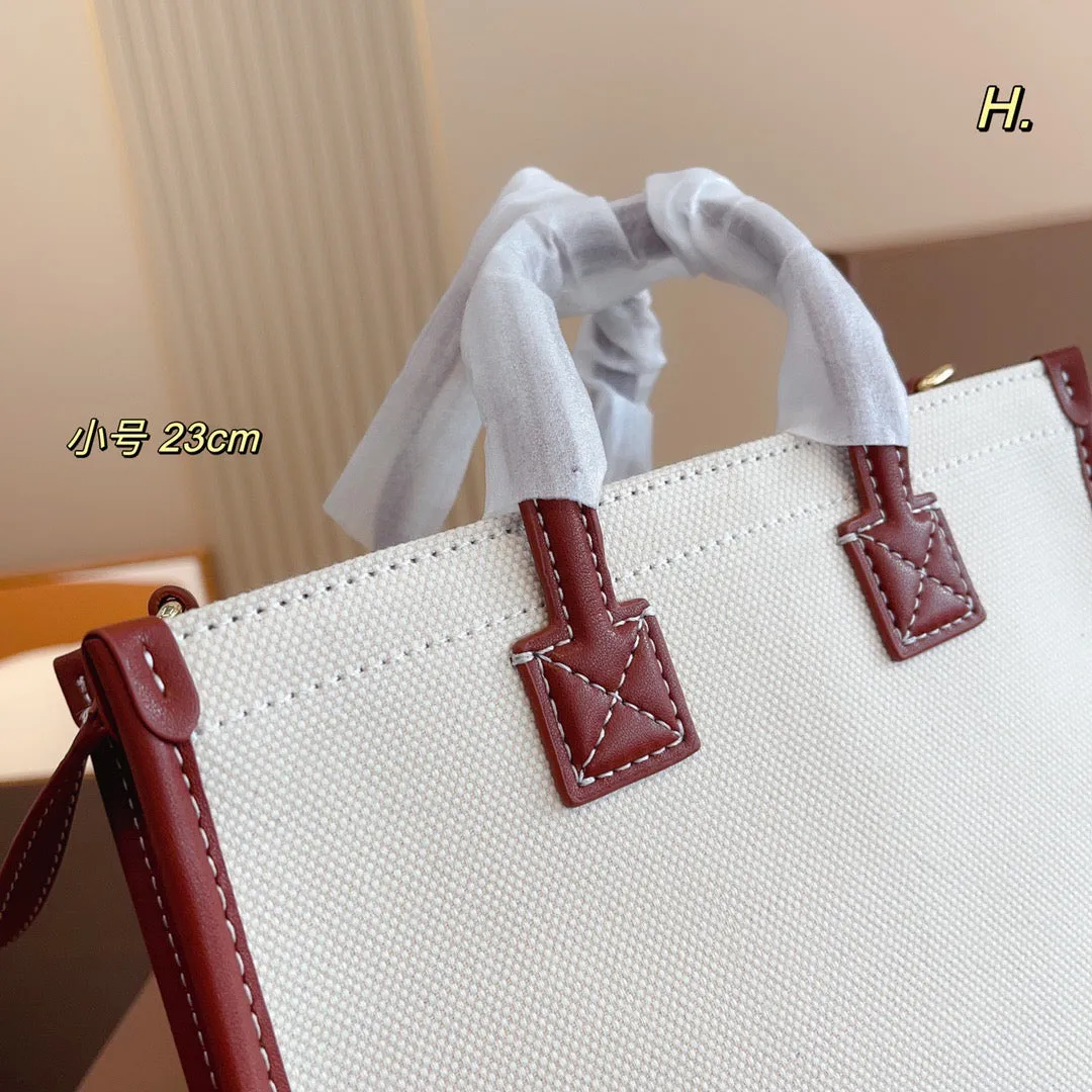 BUR105 Two-tone Canvas and Leather Mini/Small Freya Tote