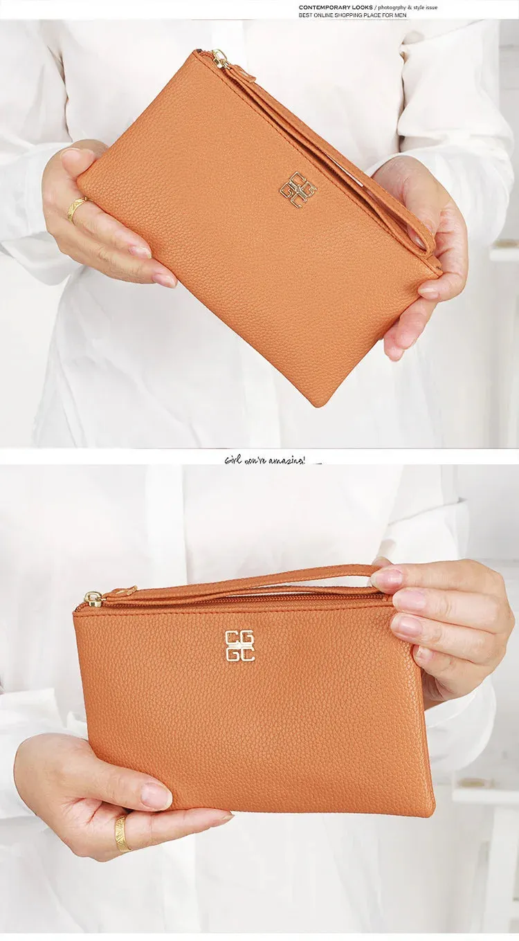 Casual Wallet Grain PU Leather with Zipper