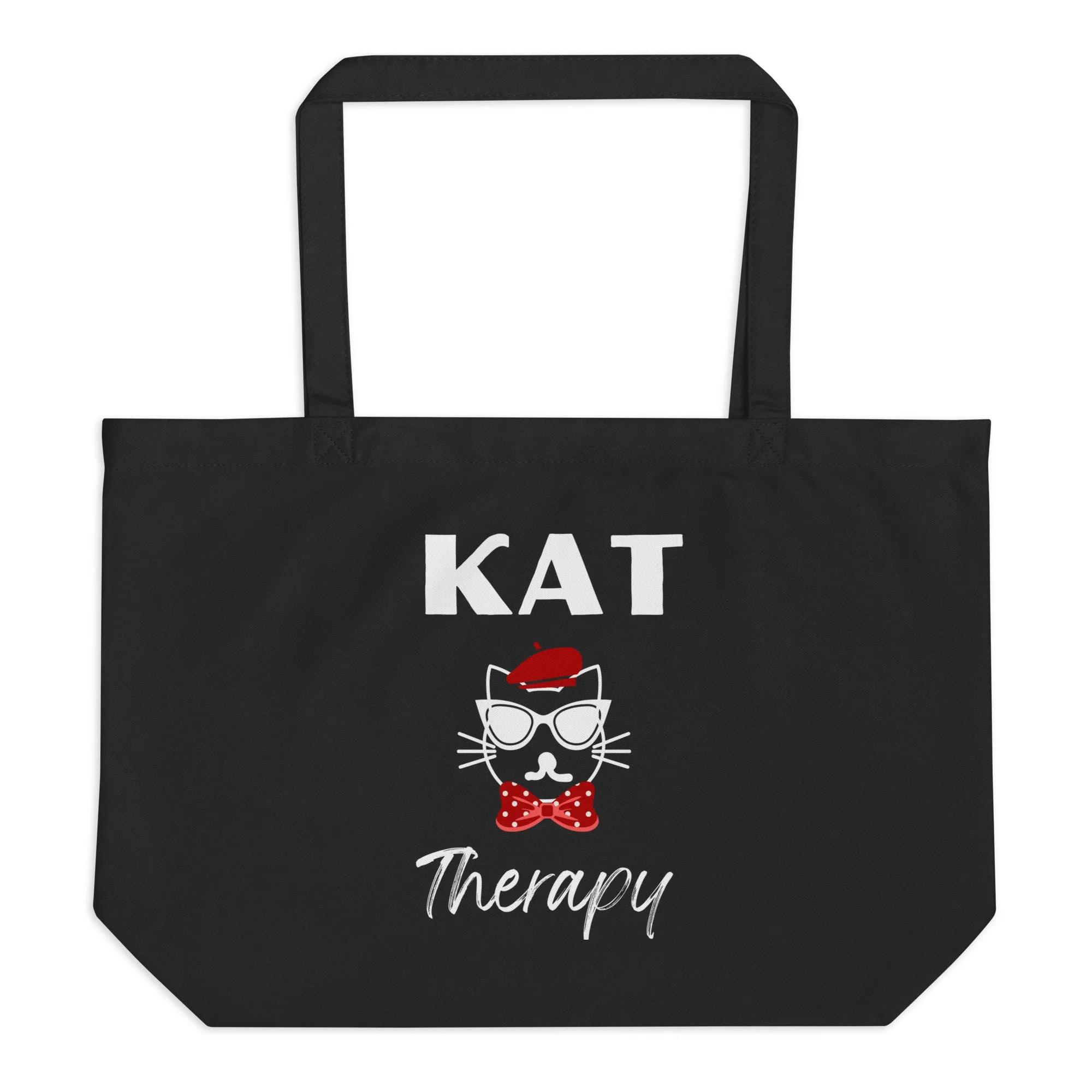 Cat therapy, Large organic tote bag