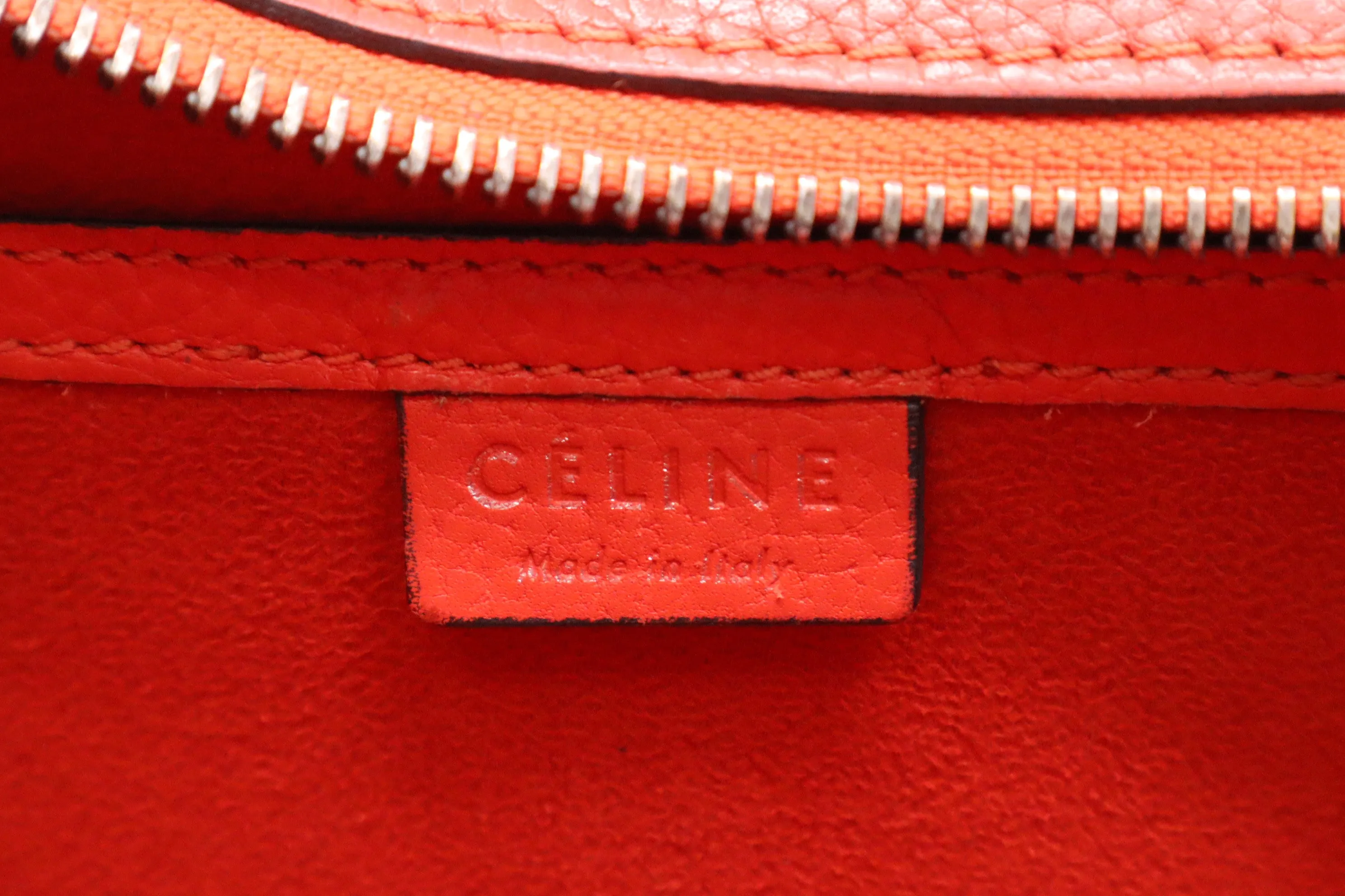 Celine Nano Luggage in Dark Orange Leather