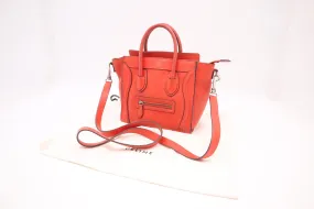 Celine Nano Luggage in Dark Orange Leather