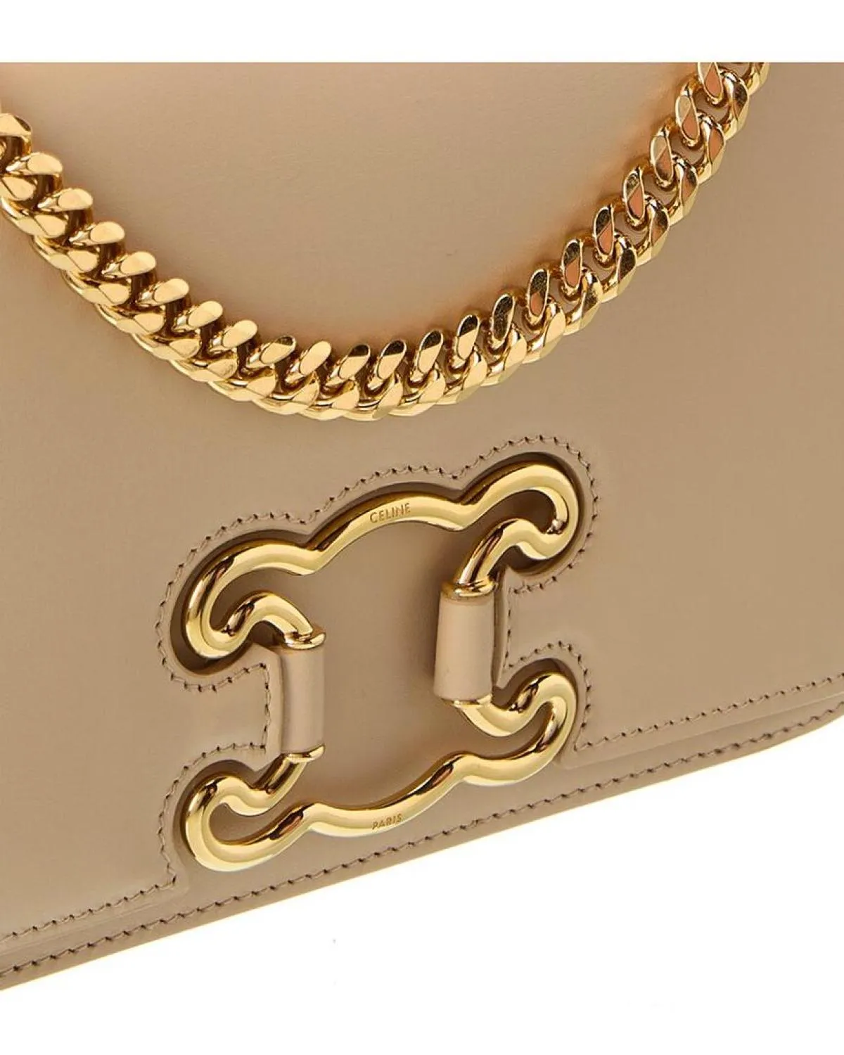 CELINE Triomphe Frame Medium Leather Shoulder Bag