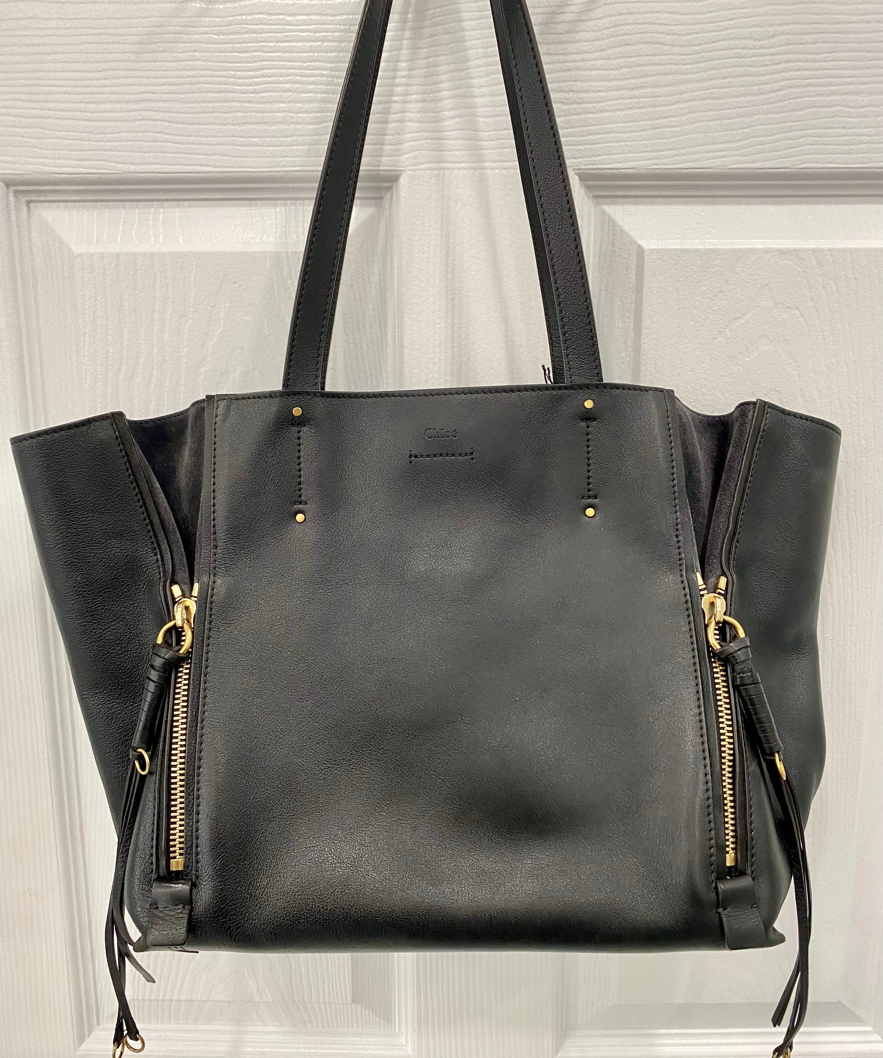 CHLOÉ MILO SMOOTH CALFSKIN MEDIUM SHOPPING TOTE BAG