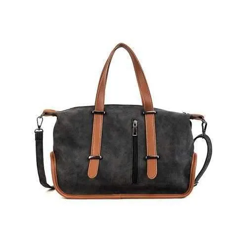 Contrasting Color Minimalist Shoulder Bag - Black